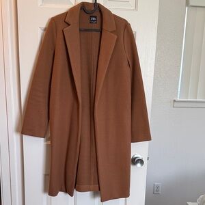 Zara Long Open Front Coat - Camel Tone
